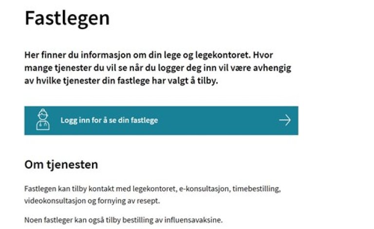 Skjermbilde helsenorge.no