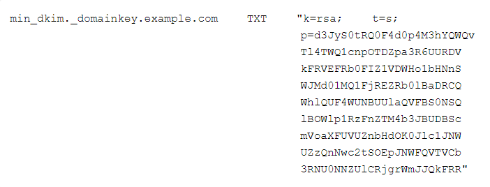 Eksempel på DKIM-innslag i DNS