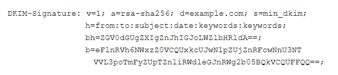 Eksempel på DKIM-informasjon i en e-post