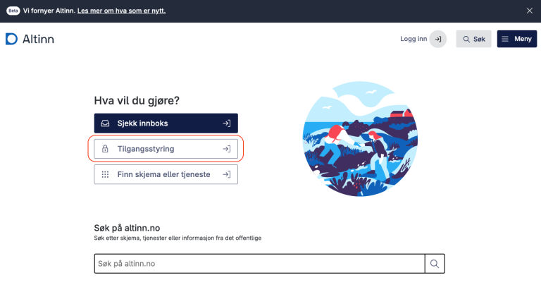 Bilde som viser forsiden til Altinn.no.