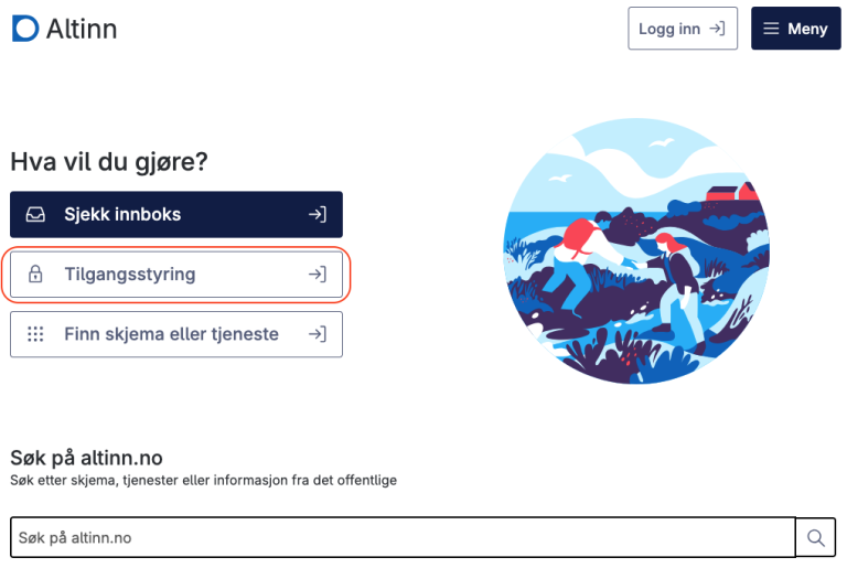 Bilde som viser forsiden til Altinn.no.