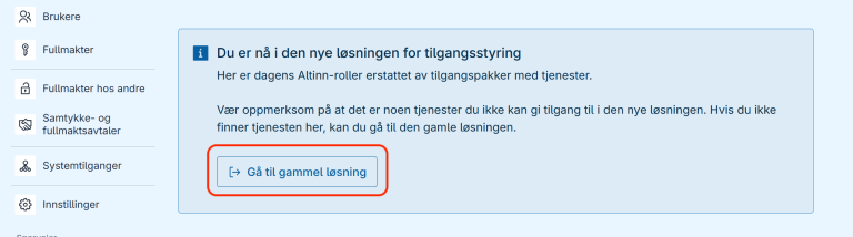 Skjermbilde fra Altinn