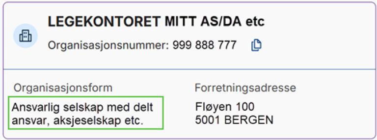 legekontor som hovedenhet