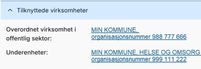 Tilknyttet virksomhet er kommunen som overenhet