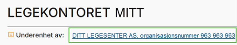 Underenhet av et legesenter