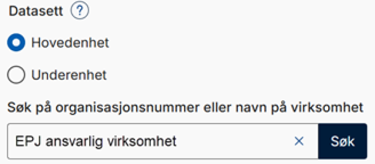 Søk på overenhet på Brønnøysundregistrene