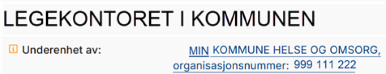 Legekontor som en underenhet av organisasjonsledd