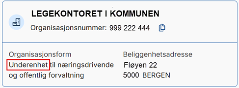 Kommunalt legekontor som en underenhet