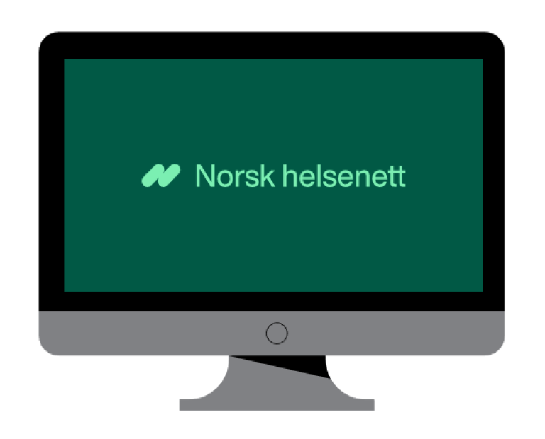 PC som viser Norsk helsenetts logo