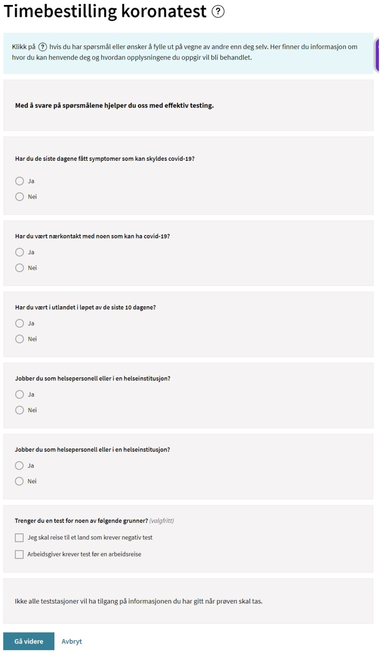 Koronatest 1 - Vanlig veiledning (Standard)